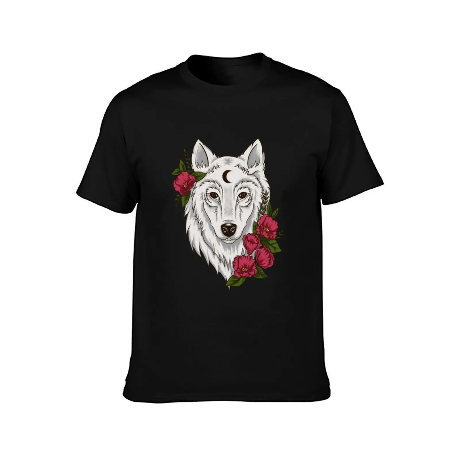 Starry Wolf Funny Wolf Gift Wolf Lover Gift T-Shirt, Summer Casual Cotton Tee, Oversized Streetwear Tops, Vintage Graphic Print