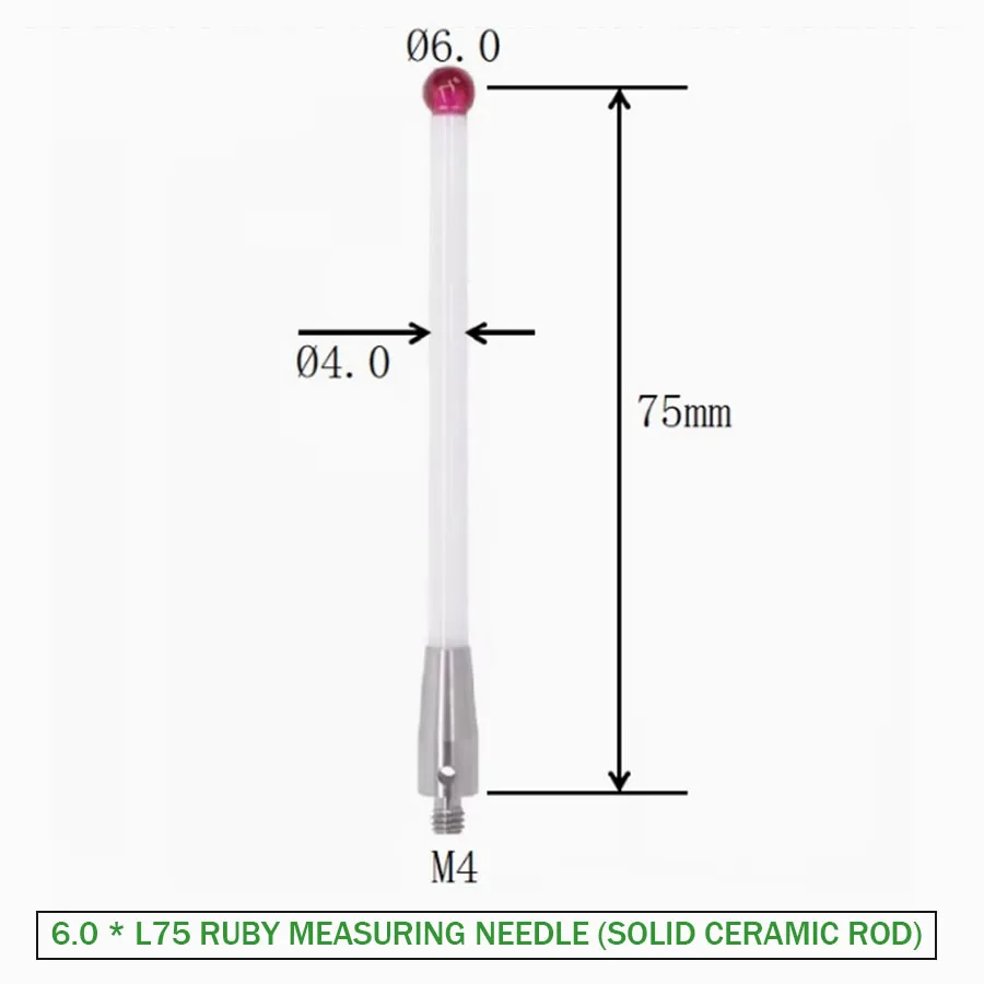 CNC machine probe M4 Renishaw ruby ceramic measuring needle solid ceramic rod A-5000-3709/3712 6.0mm