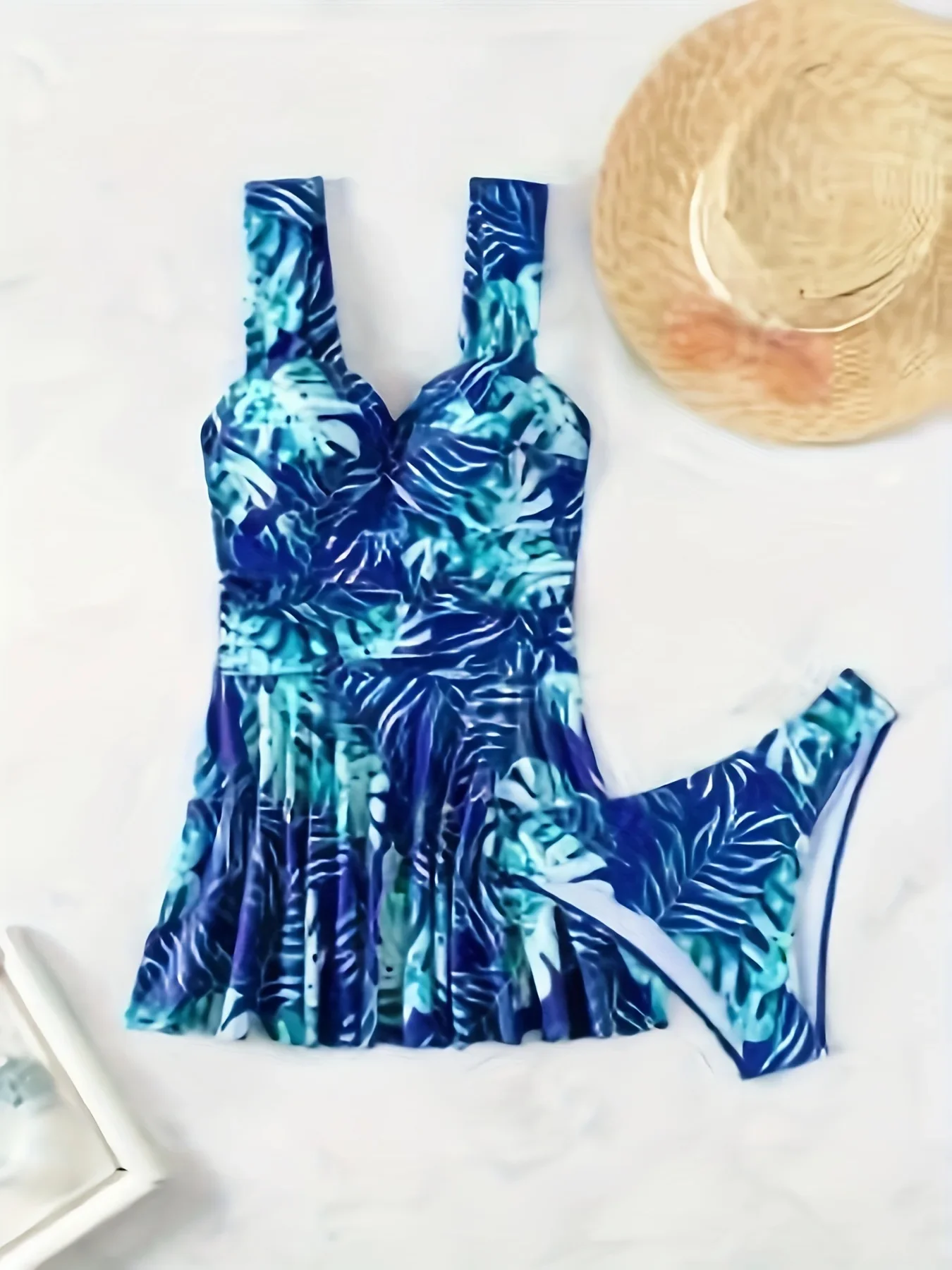 Nadruk w liście dwuczęściowe stroje kąpielowe stroje kąpielowe damskie letnie dwuczęściowe kostiumy kąpielowe oddzielne tankini kostiumy kąpielowe seksowne bikini strój kąpielowy