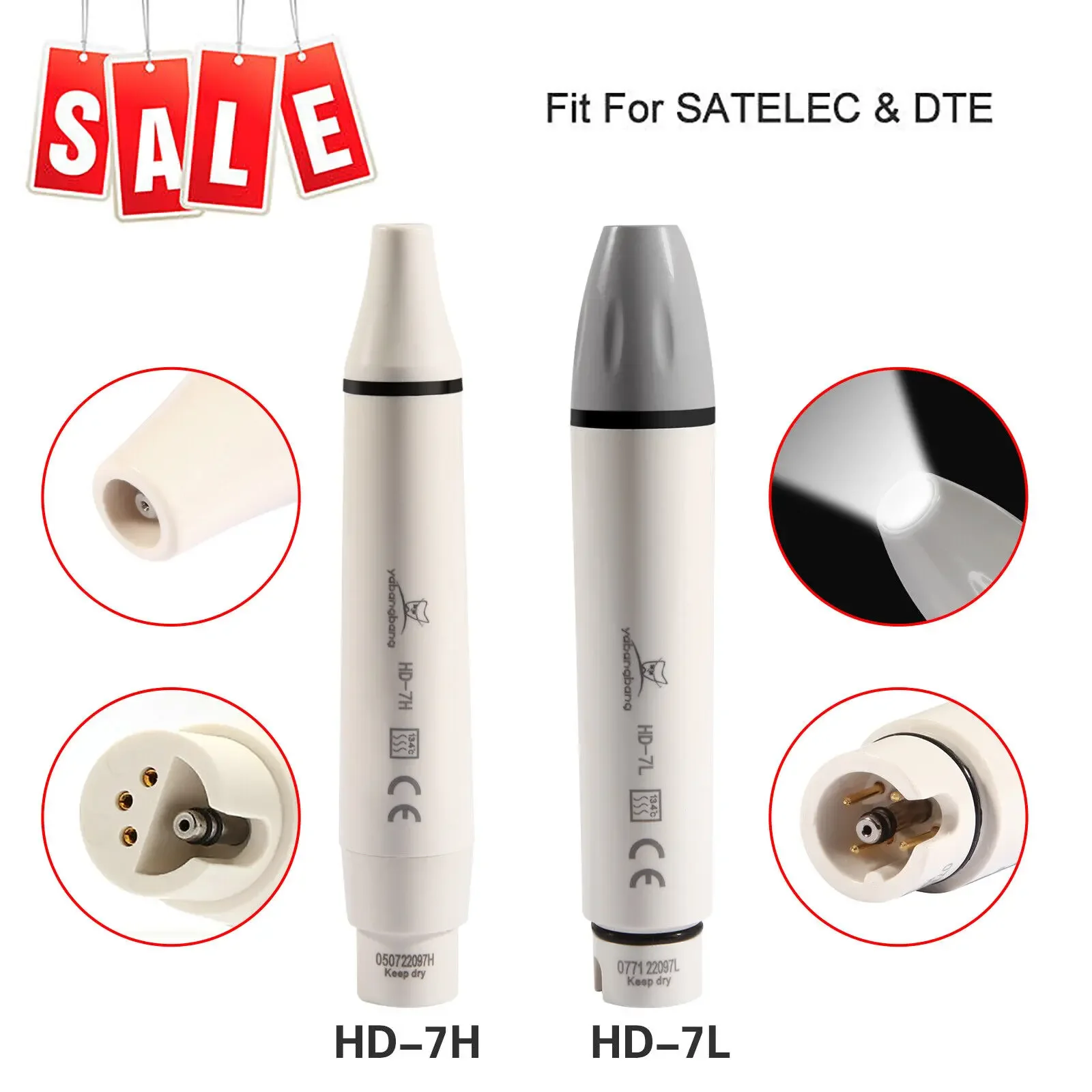 Tandheelkundige LED/geen led afneembaar ultrasoon scalerhandstuk HD-7H/HD-7L geschikt voor SATELEC DTE