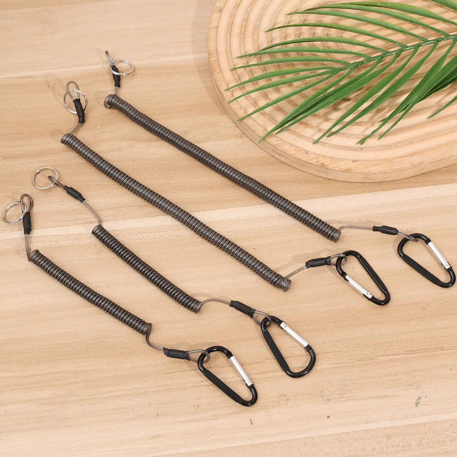 10/1pcs Retractable Keychains Anti-lost Rope with Keyring Carabiner Theftproof Coiled Spring Fishing Pliers Safety Lanyard Tools - view 6