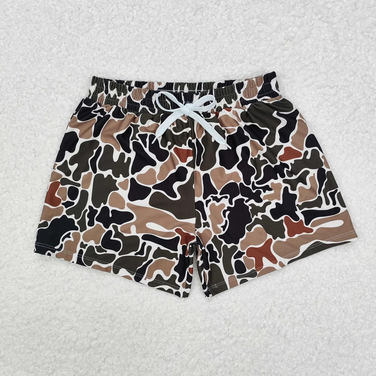 Wholesale Swimming Trunks Kids Toddler Adult Clothes Shorts Swimsuit Dark Brown Camo Swimwear Boy Men Clothing