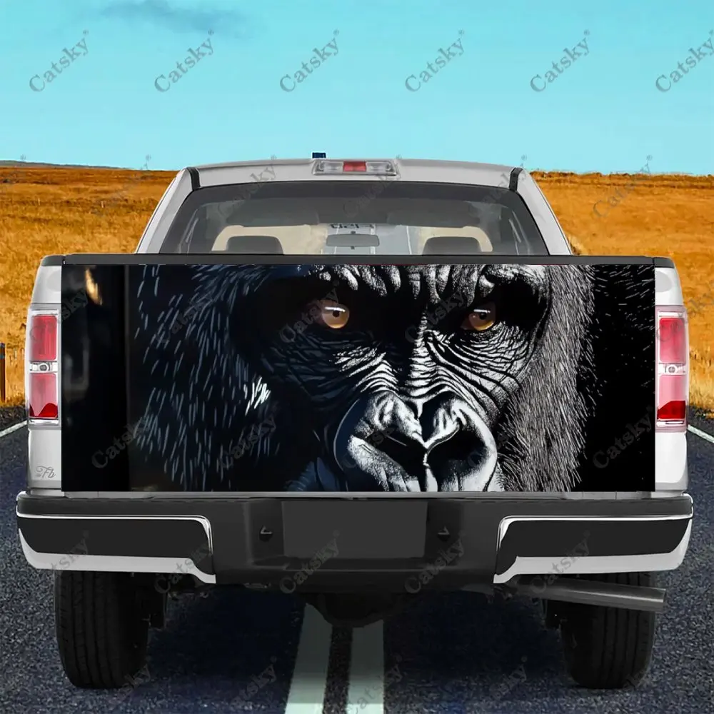 Sad Chimpanzee Animal Print Car Tail Trunk Protect Vinly Wrap Decal Auto Accessories Hood Decoration Sticker for Off-road Pickup