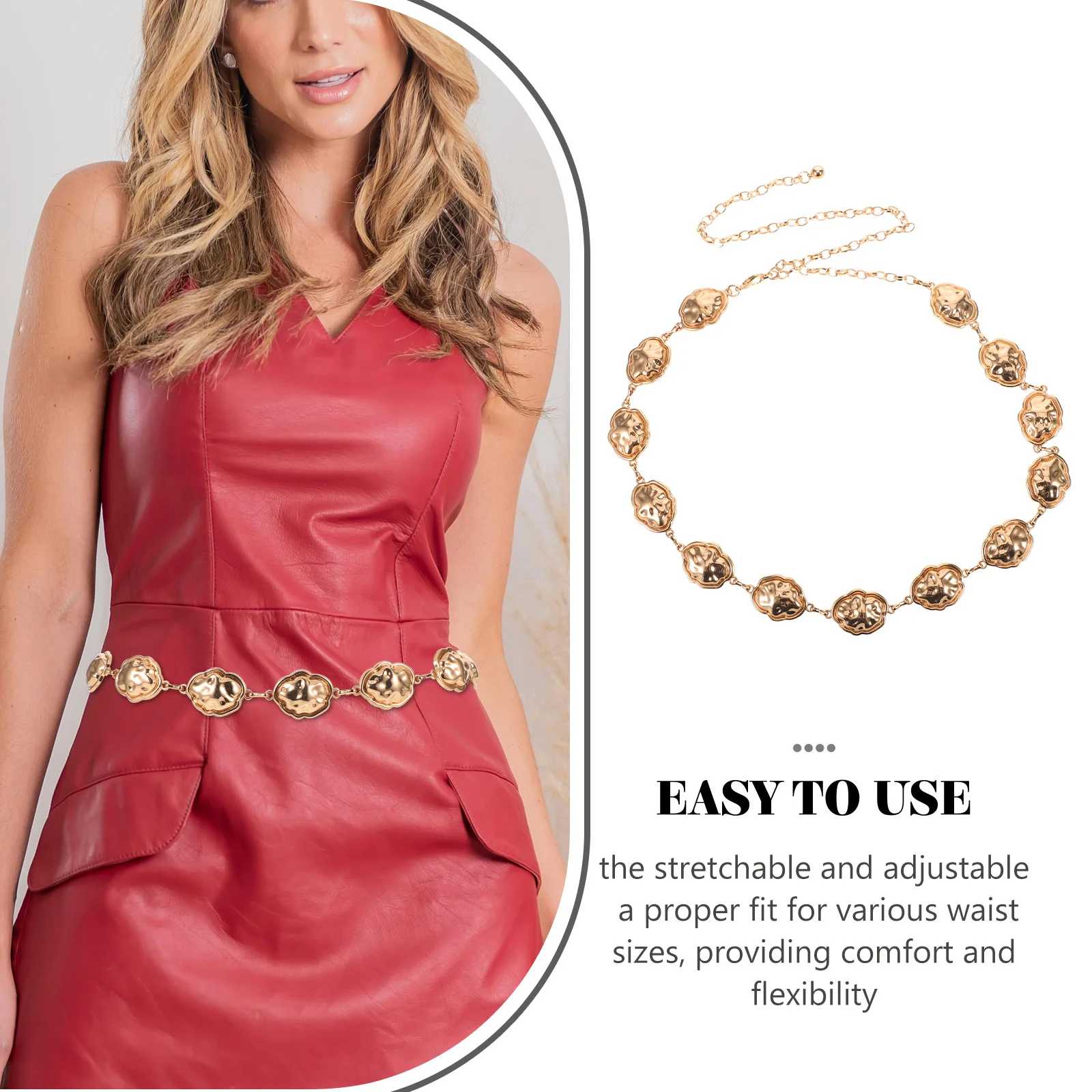 Regulowany metalowy łańcuszek na talię dla kobiet, idealny na imprezy plażowe, taniec, do sukienek codziennych, jeansów, stylowa biżuteria na talię.