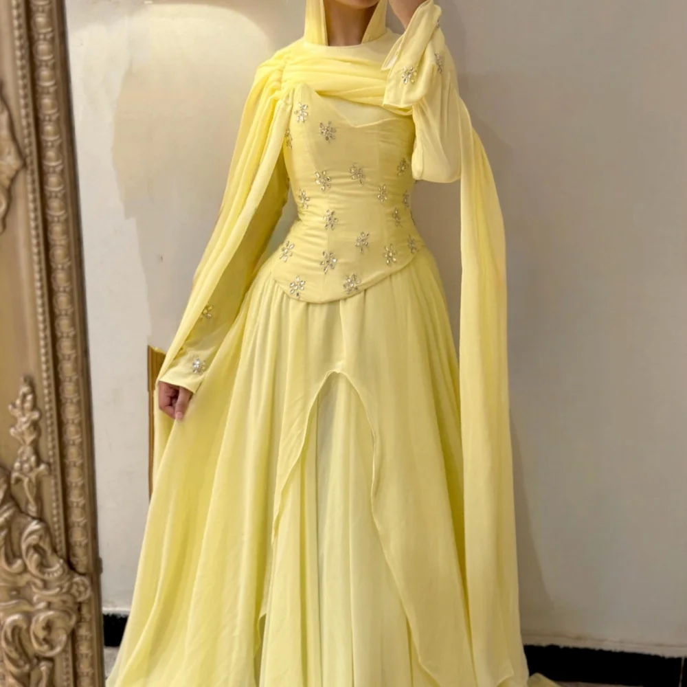 Maßgeschneidertes klassisches O-Neck-Partykleid in hoher Qualität, glitzerndes A-Linien-Kleid, langes Abendkleid für Hochzeiten.