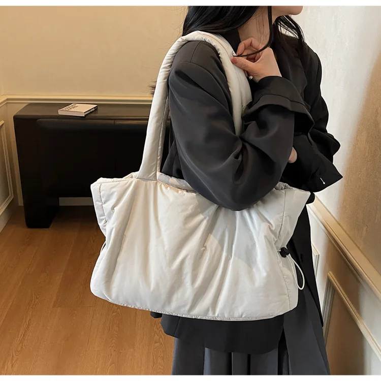 Herbst Winter Baumwolle Umhängetasche Frauen Stilvolle Tote Satchel Handtasche Geräumige Nylon Geldbörse für Arbeit Pendeln und Reisen – Detail 25