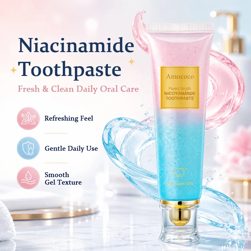 Amococo 2/3/5Pcs Toothpaste Oral Care Toothpaste with Niacinamide Vitamin C, Colorful Gradient Toothpaste for Daily Brushing Fresh Breath Care Healthy Gums and Strong Teeth 100g