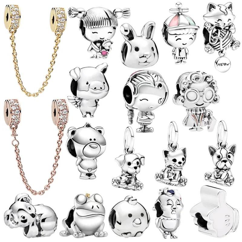 Hot Sale Girl Bear Multiple series Charm Bead Pendant Applicable to Original European Plating Silver Jewelry & DIY Making Gift