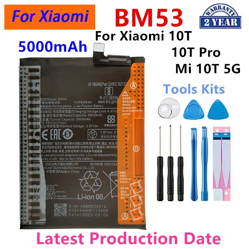 

Brand New BM53 5000mAh Battery For Xiaomi 10T/10T Pro/ Mi 10T 5G Phone Replacement Batteries+Tools