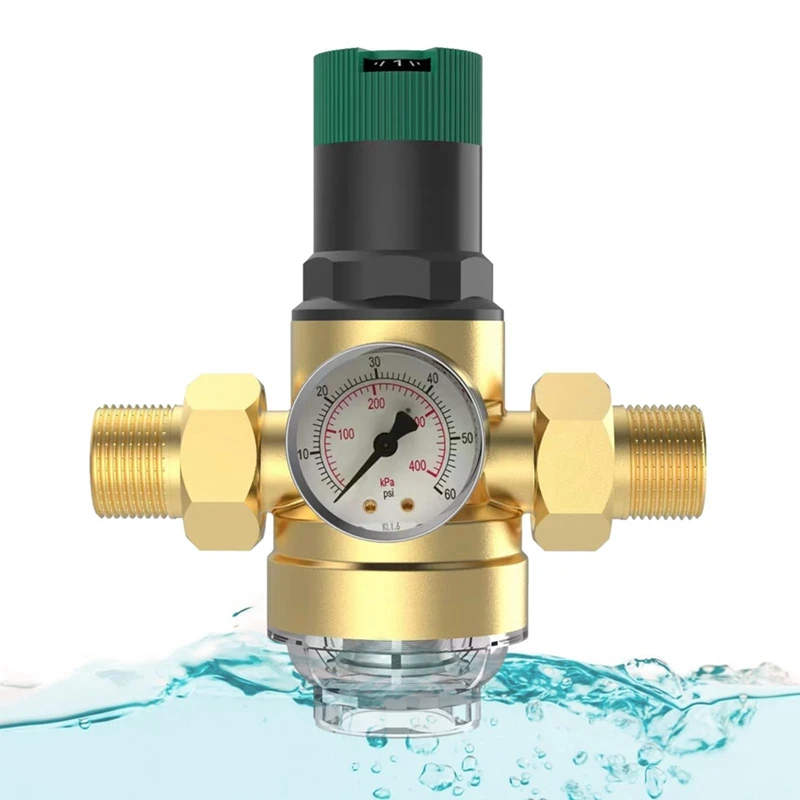 

Pressure Regulator Water 3/4 Inch With Pressure Gauge And Screen Filter, DN20 Pressure Regulator For Drinking Water