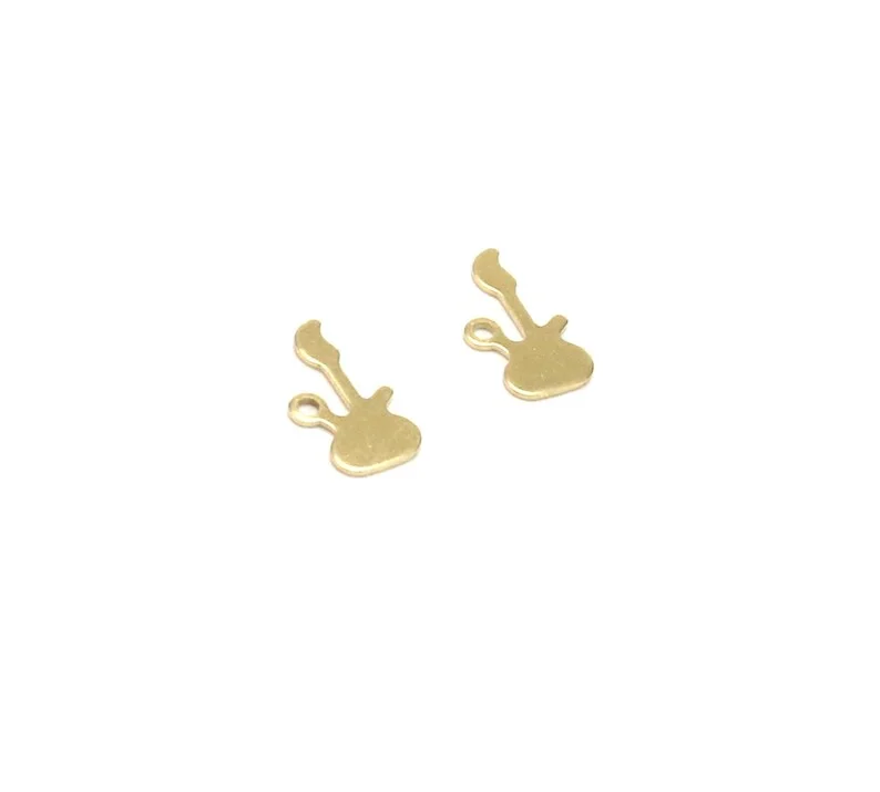 50pcs Tiny Guitar Charm, Brass Charm For Jewelry Making, Violin Earring Charms, Earring Findings, 11.8x6.4mm  R2818