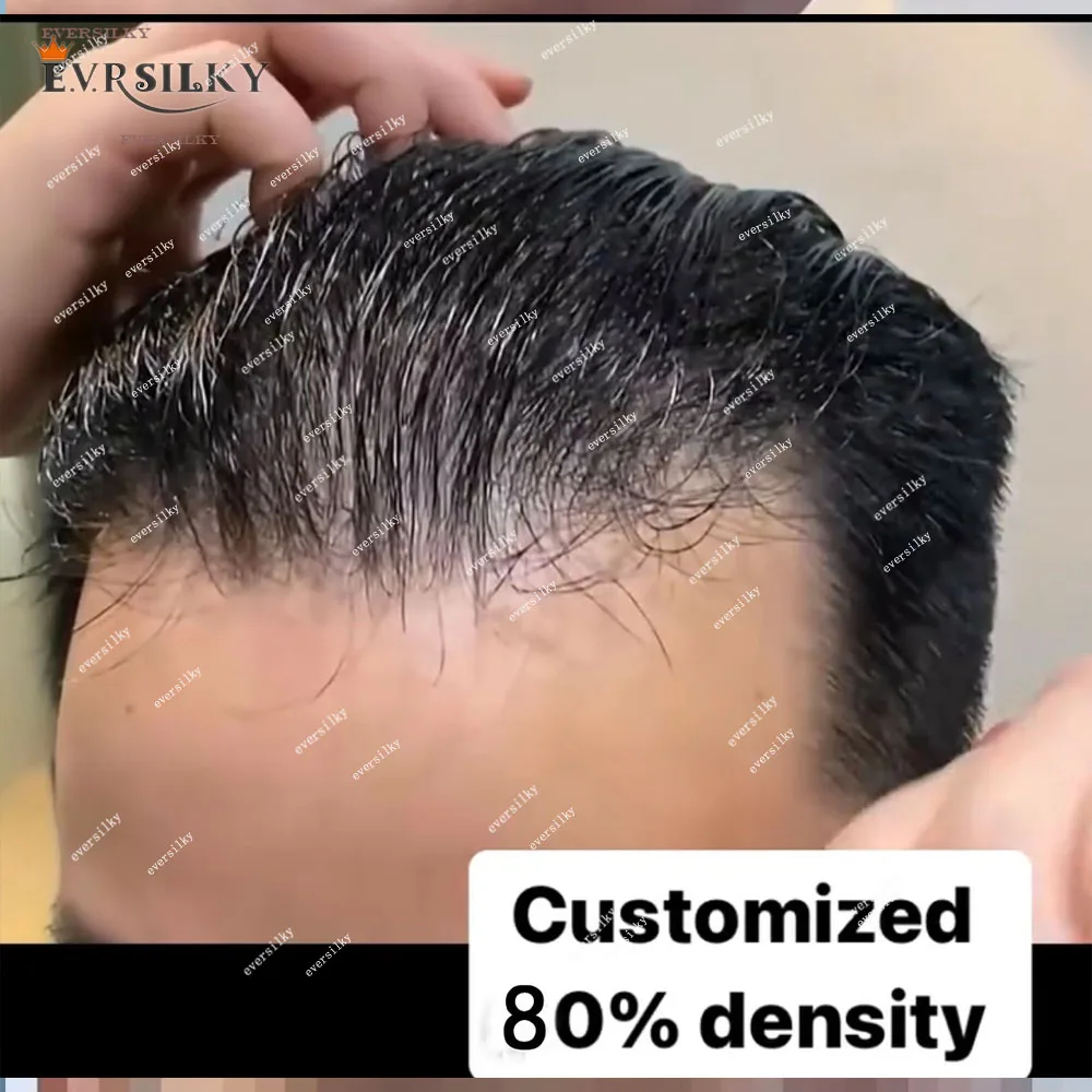 Light 80%Density 0.02mm Ultra Thin Skin Natural Hairline Men's Toupee Microskin Black Human Hair Undetectabl Prosthesi Capillary