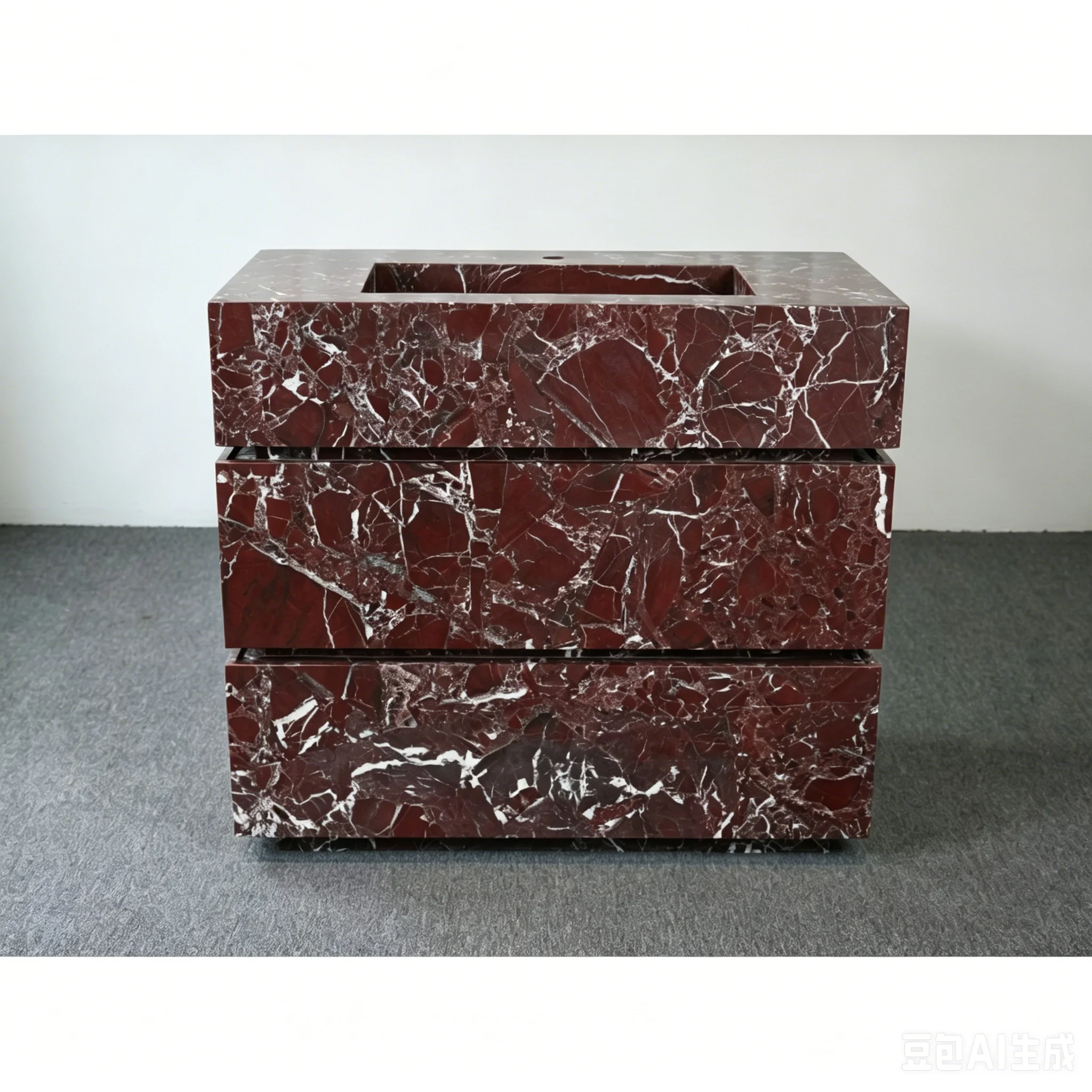#￥Luxury Glossy Natural Marble Stone Calacatta Viola Marble Basin Floating Bathroom Vanity Cabinet Set with Sink for Villa Hotel