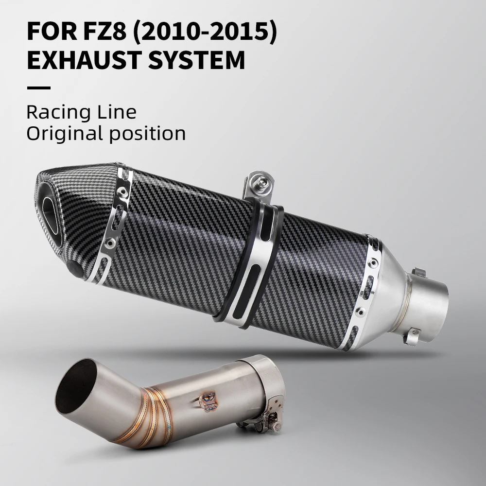 For FZ8N FZ8 Motorcycle Exhaust System 2010-2015 Exhaust Slip-On Muffler Escape Contact Pipe Middle Link
