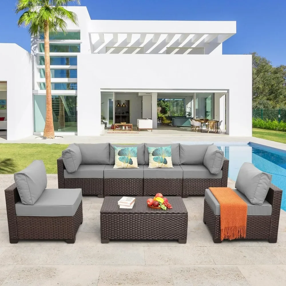 Outdoor Patio Sofa,7 Pieces Outdoor Set,with Thicken(5