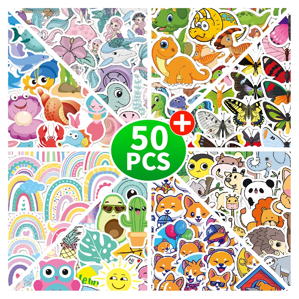 50PCS Kawaii Cute Cartoon Aesthetic Stickers Car Motorcycle Travel Luggage Guitar Waterproof Graffiti Sticker