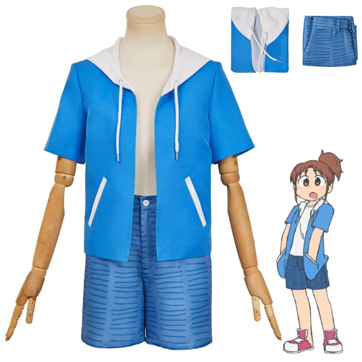 

New Anime City of Animation Nagumo Midori Cosplay Costume Summer Blue Coat Tops Shorts Uniform Man Woman Daily Leisure Suit