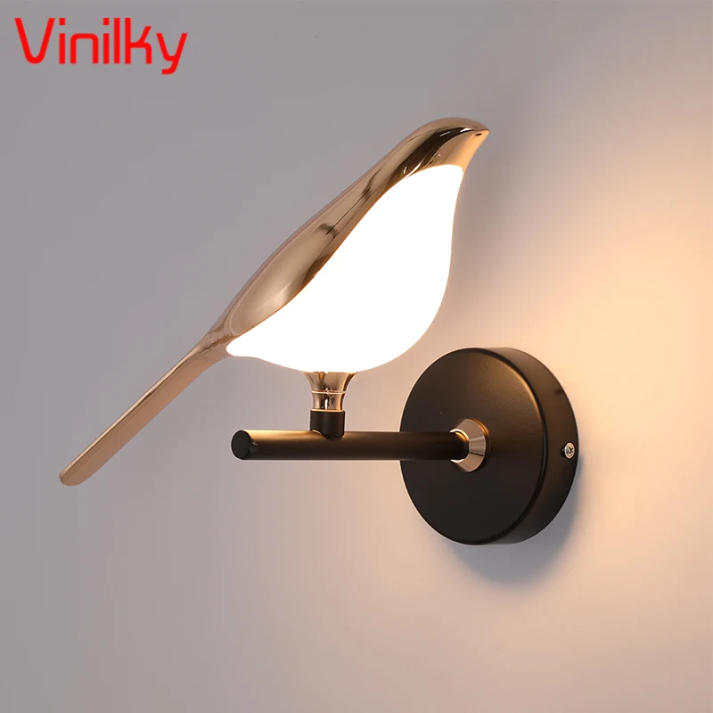 

Nordic Rotatable Bird Wall Light Fixture Creative Night Lights For Bedroom Bedside Decoration Art Home Golden Wall Sconces Lamps