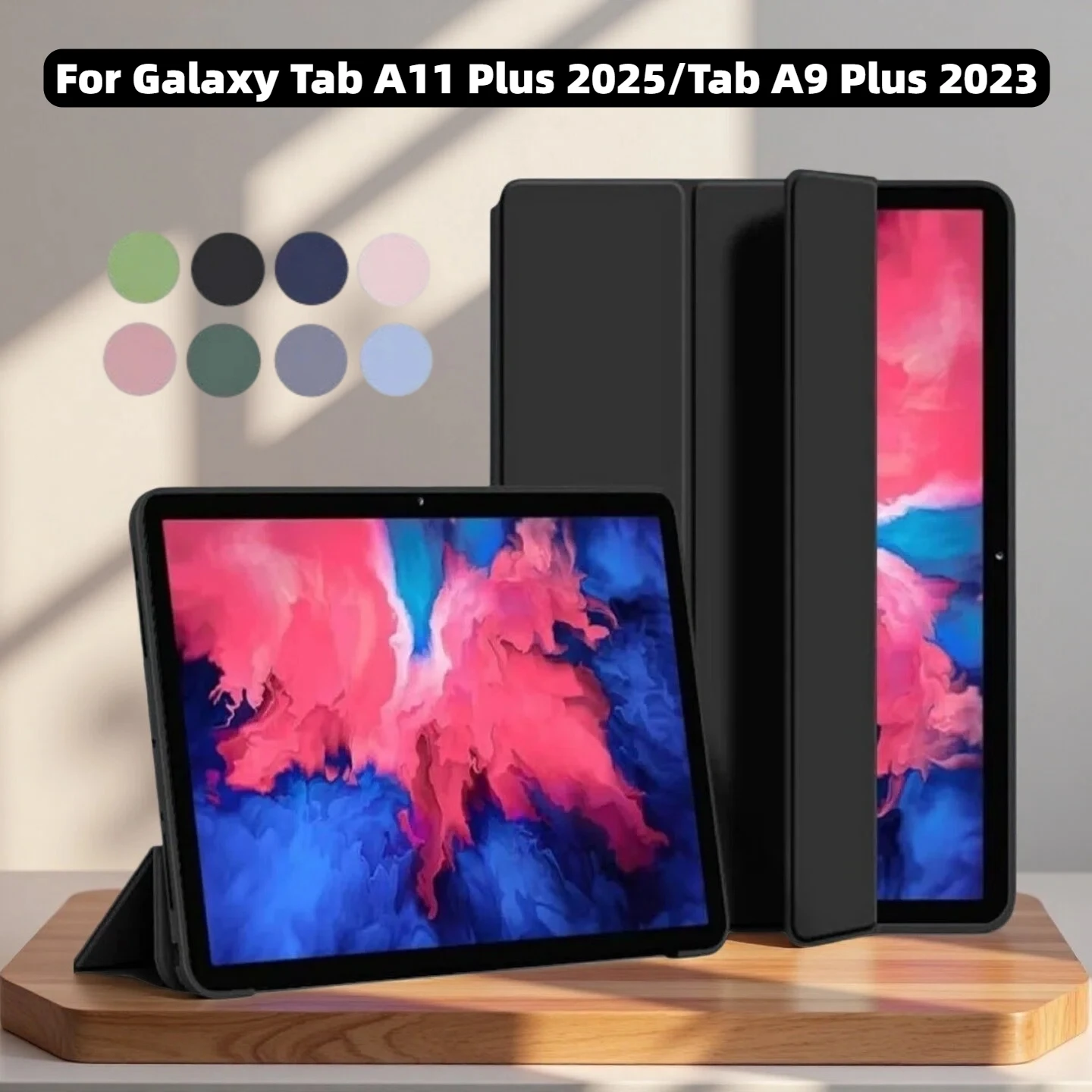 

For Samsung Galaxy Tab A11 Plus Case 2025 11inch Magnetic Tri-Fold Stand TPU Soft Back Cover For Galaxy Tab A9 Plus Tablet Cases