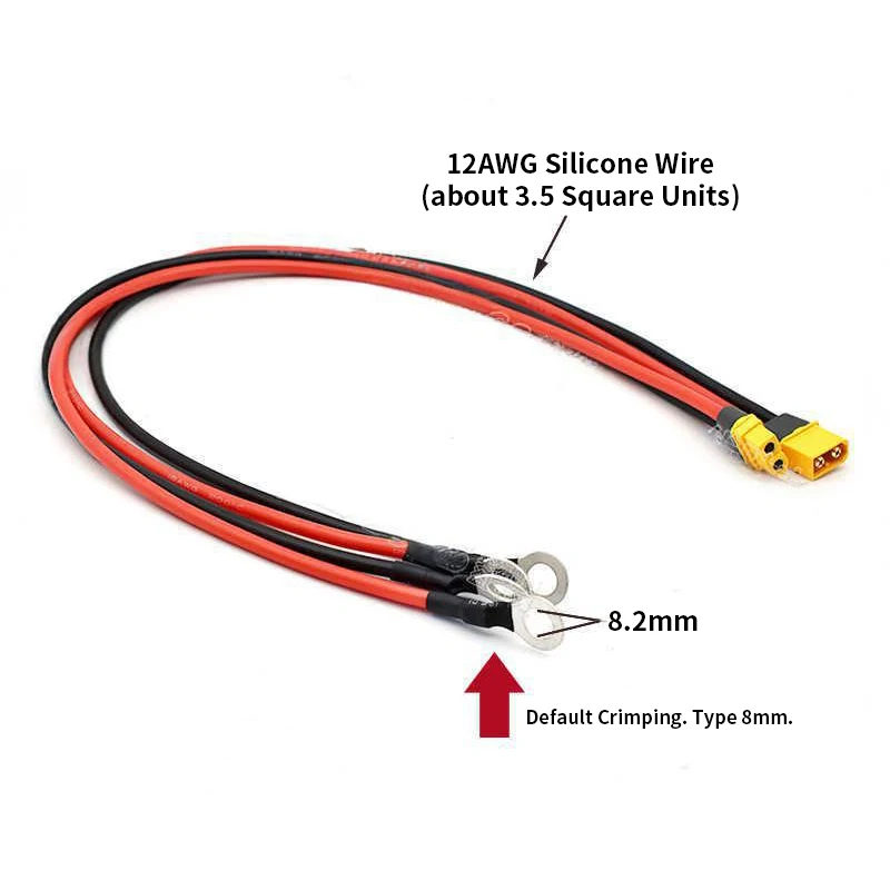 XT60 Male/Female Plug to 8MM Copper Nose/O-type Terminal Connector Wire Electric Vehicle Battery Adapter Cable F Model Aircraft