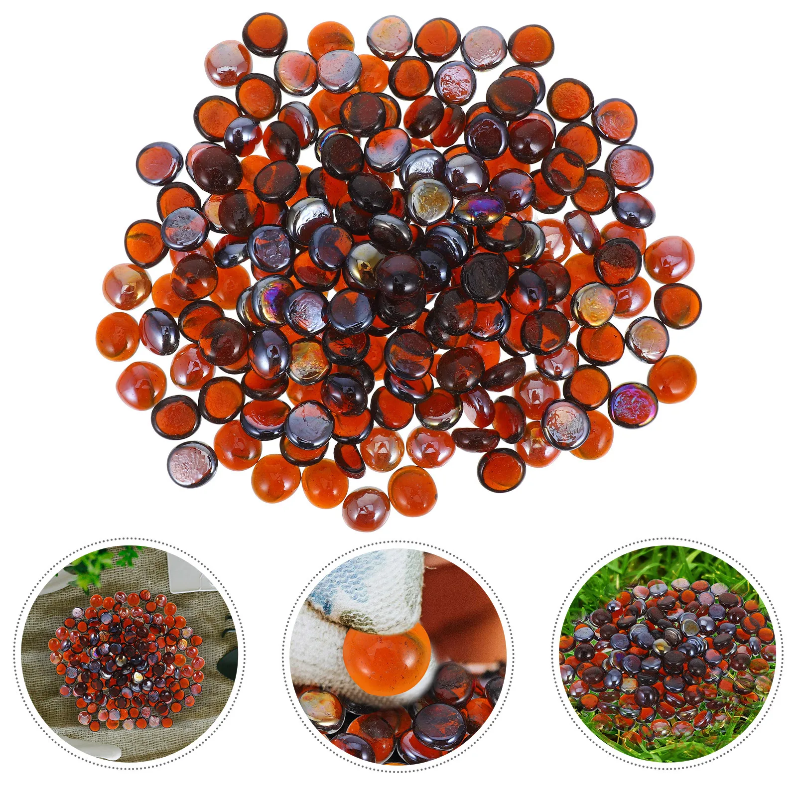 

1 Bag Of Fireproof Glass Beads Multi-Functional Fireplace Fire Pit Rocks For Aquarium Plant Pot Decoration Diy Craft Gravel