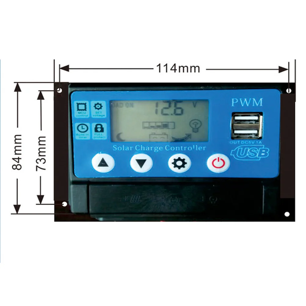 

20A Solar Panel Controller 12V 24V LCD Display Pwm Regulation Overload Protection Garden Street Light Application