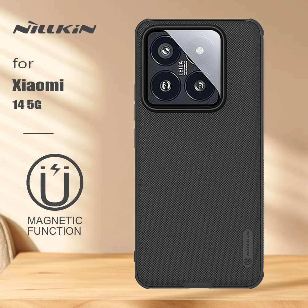 Nillkin for Xiaomi Mi 14 5G Case Magnetic Adapt Magsafe High quality Matte soft frame Frosted Shield 360 full Cases cover