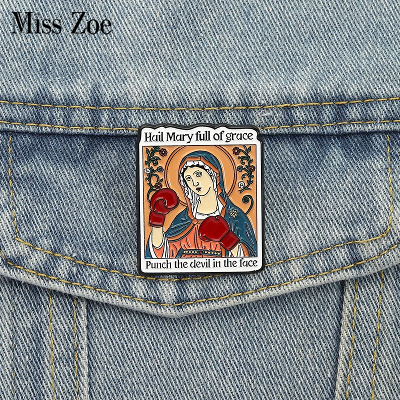 Hail Mary Emaille-Anstecknadeln, individueller Punch The Devil In The Face, Broschen, Anstecknadeln, Kleidung, lustiger Schmuck, Geschenk für Kinder und Freunde