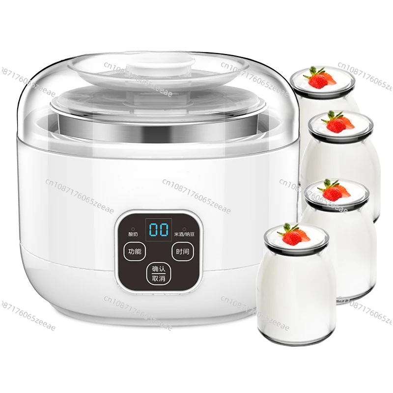 Electric Yogurt Maker Automatic Multifunction Natto Rice Wine Yoghurt Fermenter Machine 1L Stainless Steel Liner 4 Leben Cups EU