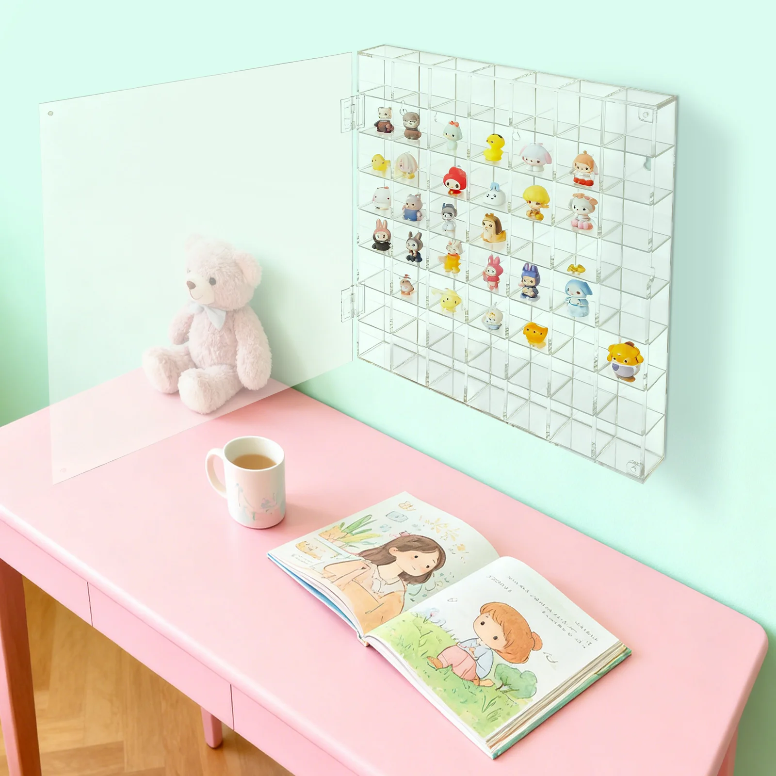 

Acrylic Display Case for Rocks Collection, 56 Grid Wall Mount or Desktop Display Case, Clear Shells Fossils Stones Storage Box