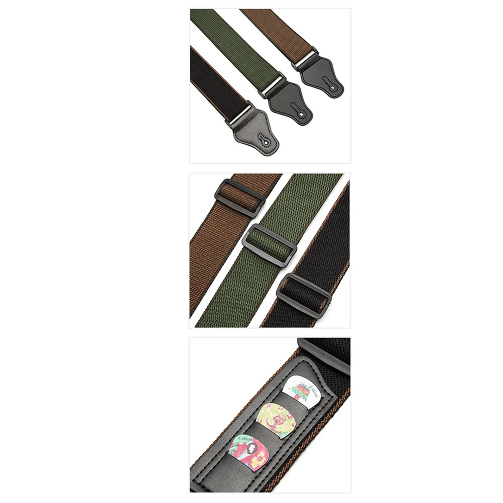 

PU Pure Cotton Acoustic Electric Guitar Strap Black Adjustable Durable Anti-Skid Anti-Wear Guitar Belt with Convenient