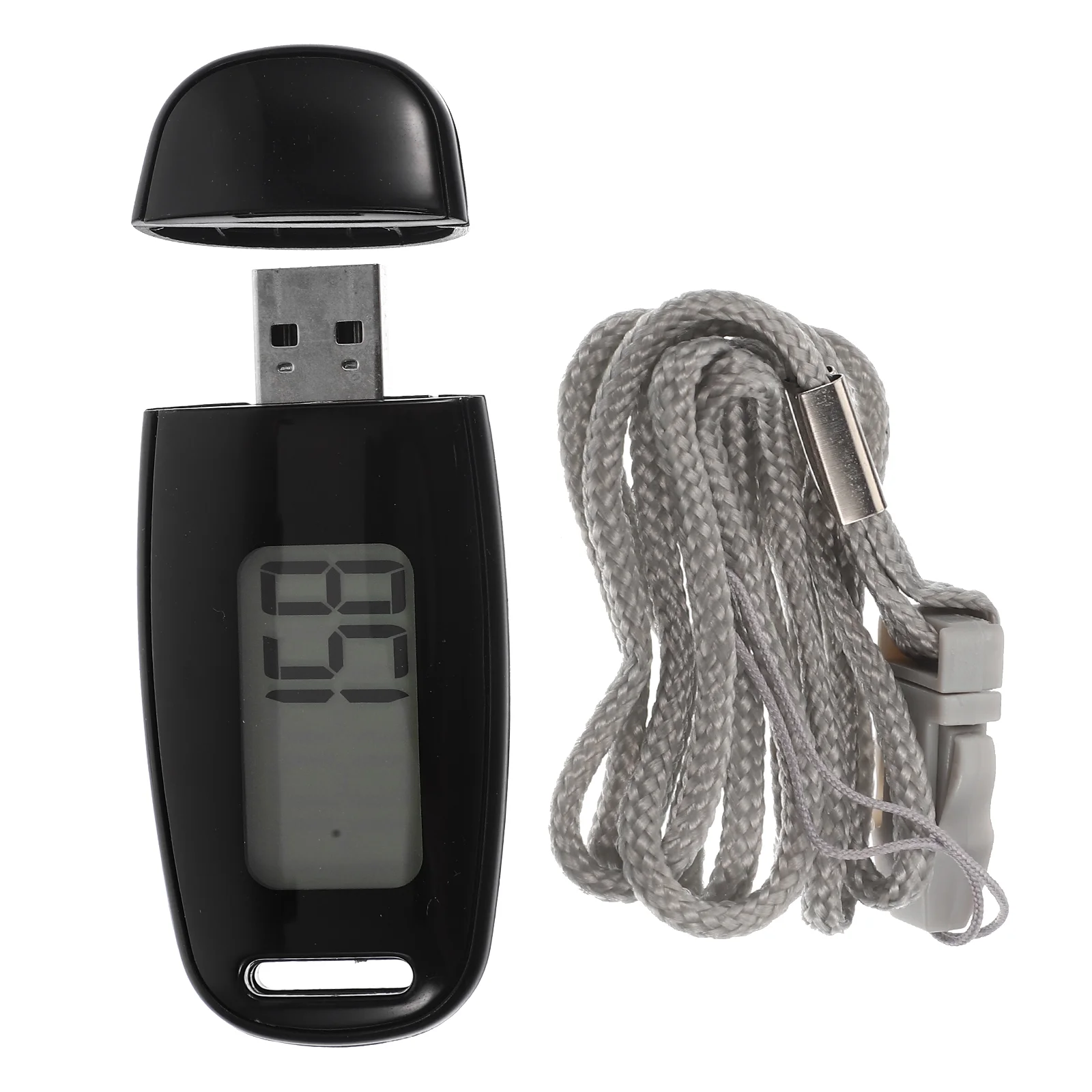 

Lanyards Pedometer Rechargeable Sports Pedometers Large Screen Pocket Reusable For Walking Small Black Portable Fitness