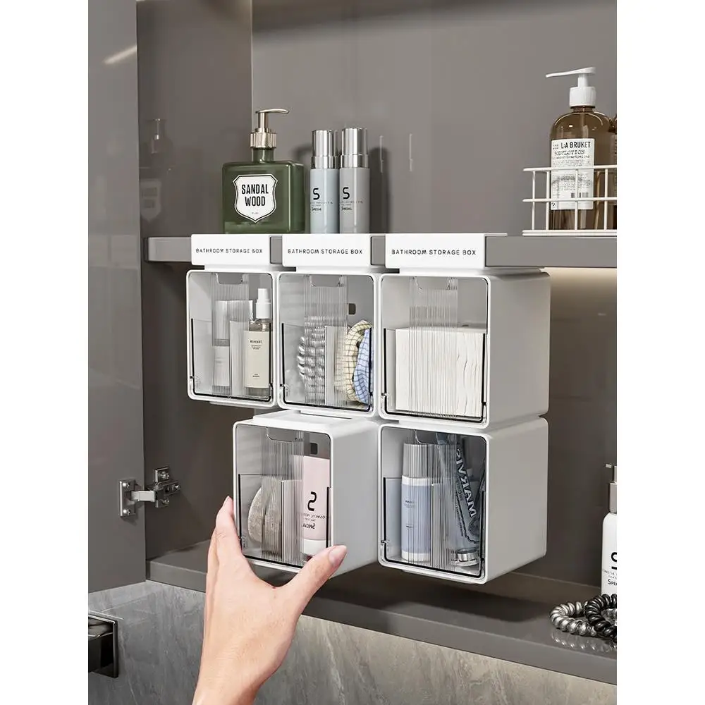 Bathroom Mirror Cabinet Drawer Style Storage Box Cosmetic Cotton Remover Storage Organizer Beauty Product Rack Essential Tool