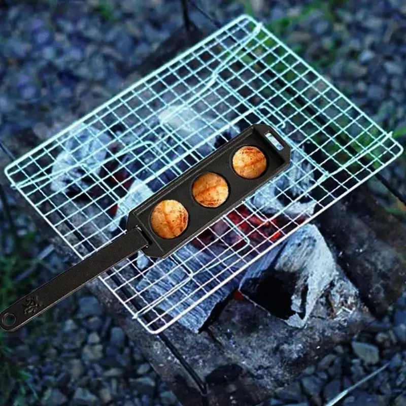 

Camping Cast-Iron Baking Tray Portable Outdoor Octopus Meat Balls Mold Picnic EggPuffs Cooking Pot Takoyaki Baking Grill