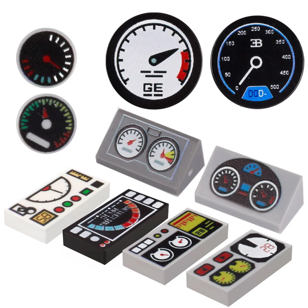 MOC Dashboard Building Blocks City Car Tachometer Speedometer Parts Compatible Accessories Printed Tiles Bricks DIY Toys Boys