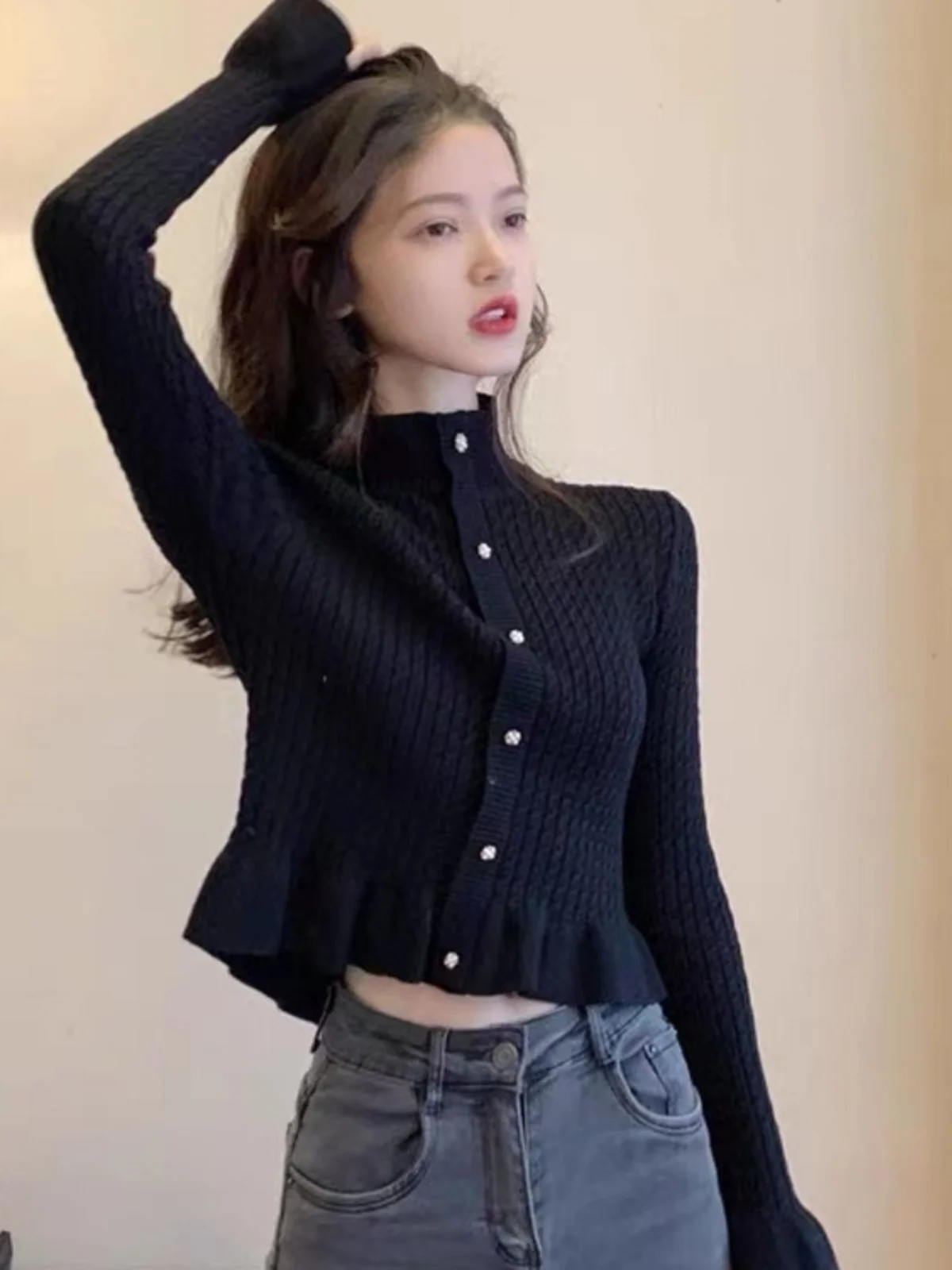 

Slim Fit f High Collar ort Women's Base irt Inner Wear Bla Knitted Sweater Spring Autumn Faionable Casual Top