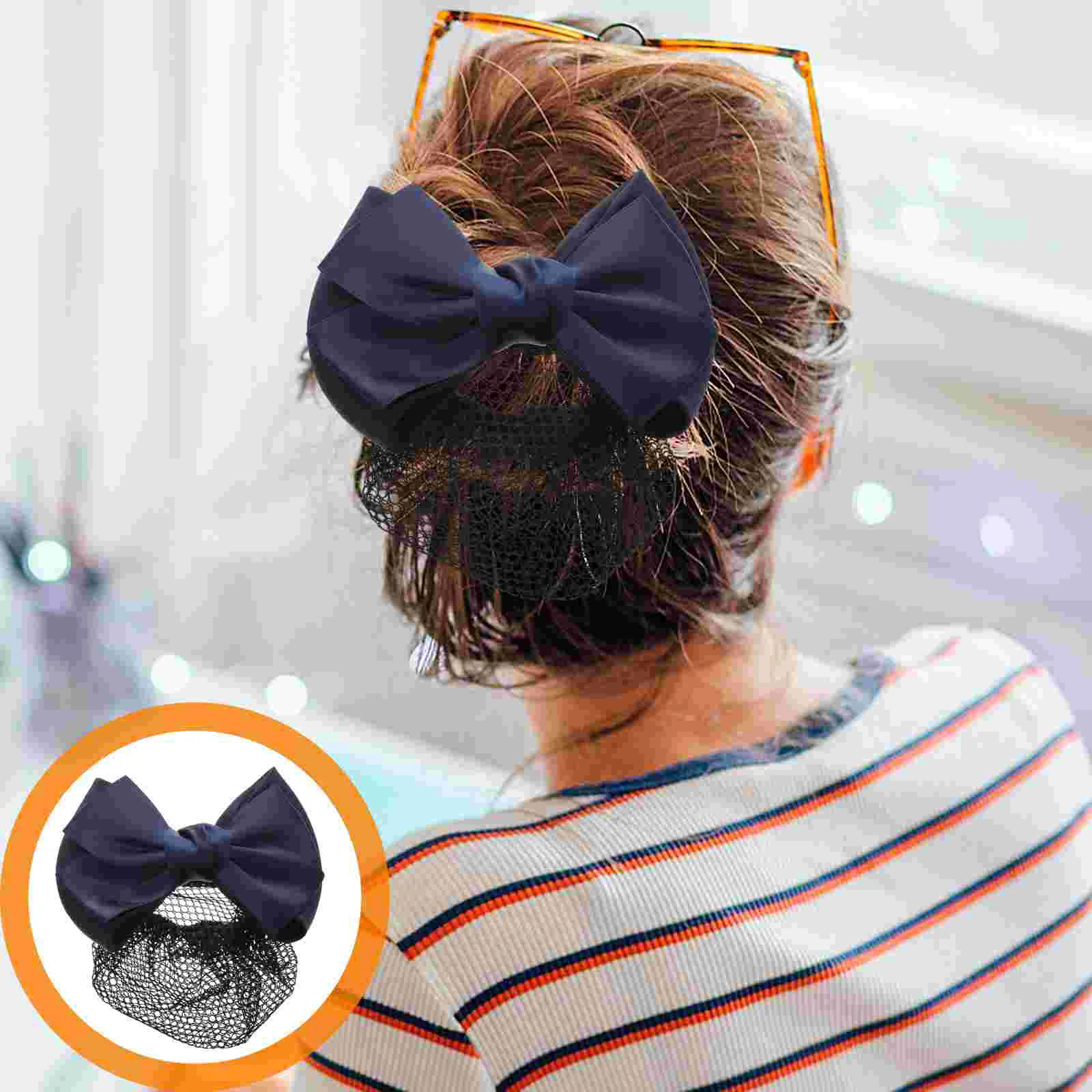 Hairpin Miss Work Net Ballet Bun for Girls Hairnets Cooking Pearl Studded Bowknot Headdress