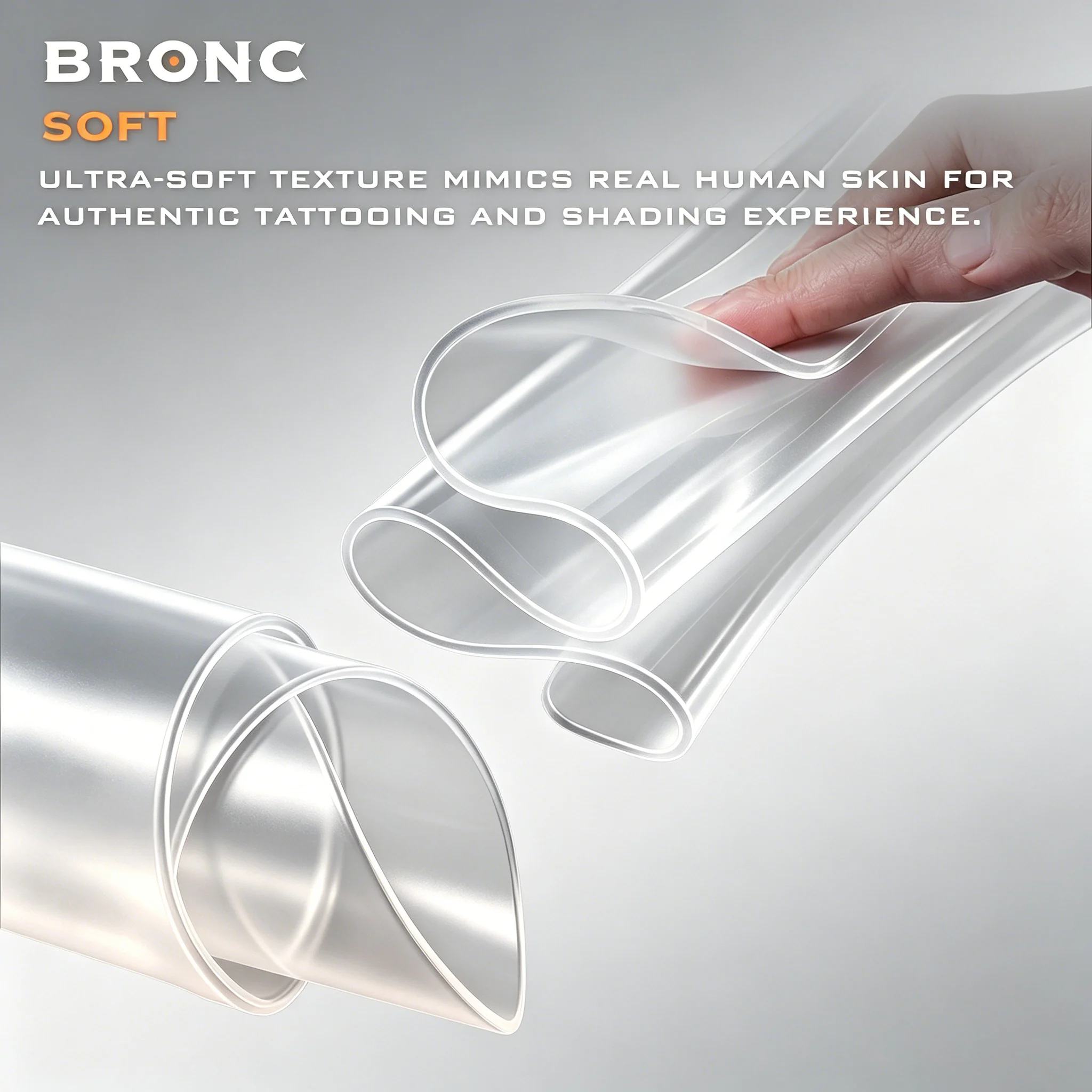 BRONC A4 Size Transparent Tattoo Practice Skin 3mm Thick Soft Silicone for Tattoo Art Permanent Makeup Practice for Beginners