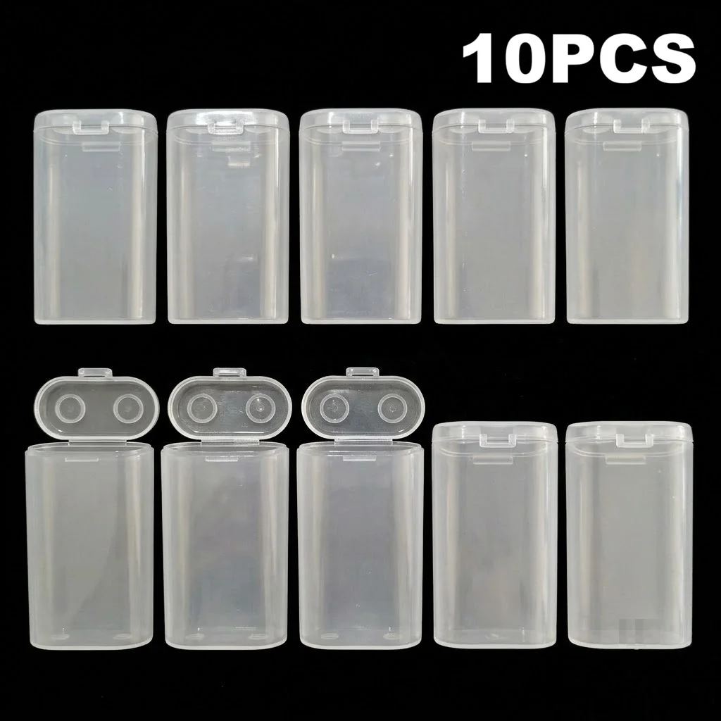 10PCS Transparent Battery Storage Box Plastic Protective Case Holder Container Sleeve Slot Organizer for 2x 18650 Battery