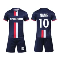 Round Collar Blue Red White Team Soccer Ourfield Kits Custom Sublimation Printing Club Training Football Jersey Sets tracksuit