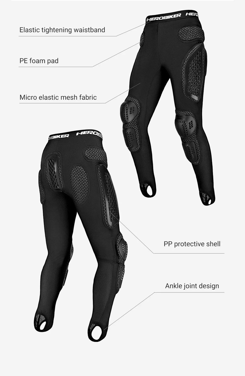Offroad-Motorradrüstung mit Sturzschutz für Brust und Rücken, atmungsaktive und verschleißfeste Motorradjacke und -hose. – Detail 4