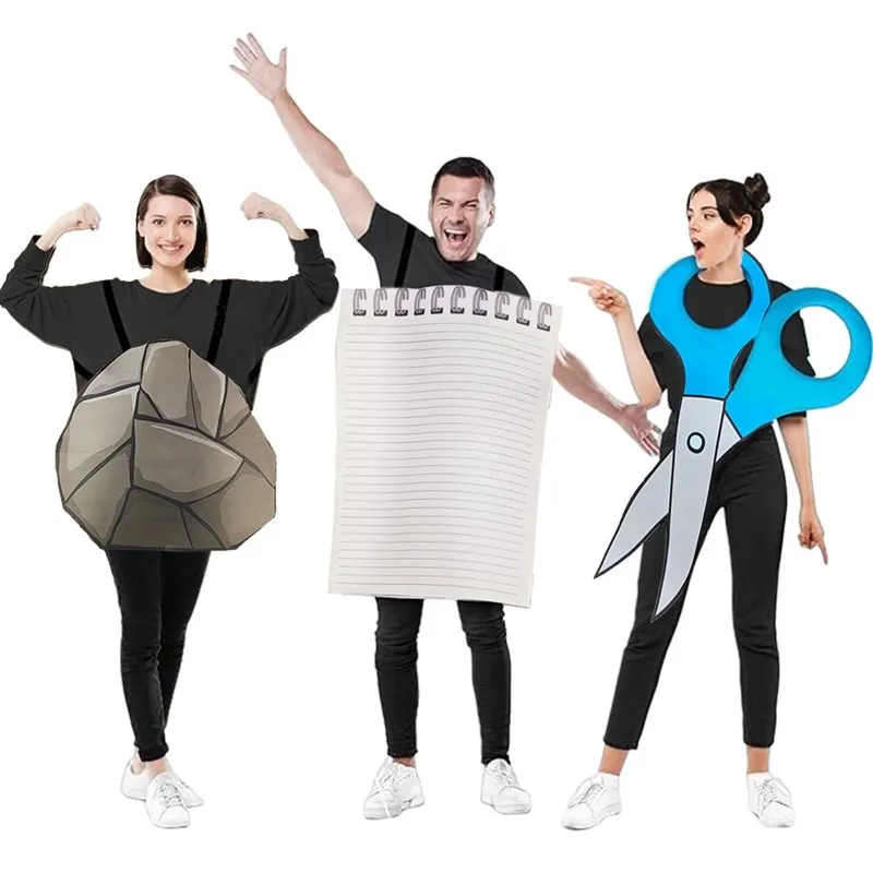 

Fun Rock Paper Scissors Cosplay Set Funny Outfit for Halloween Party Bar Performance Stage Costume Women's Ethnic Wear