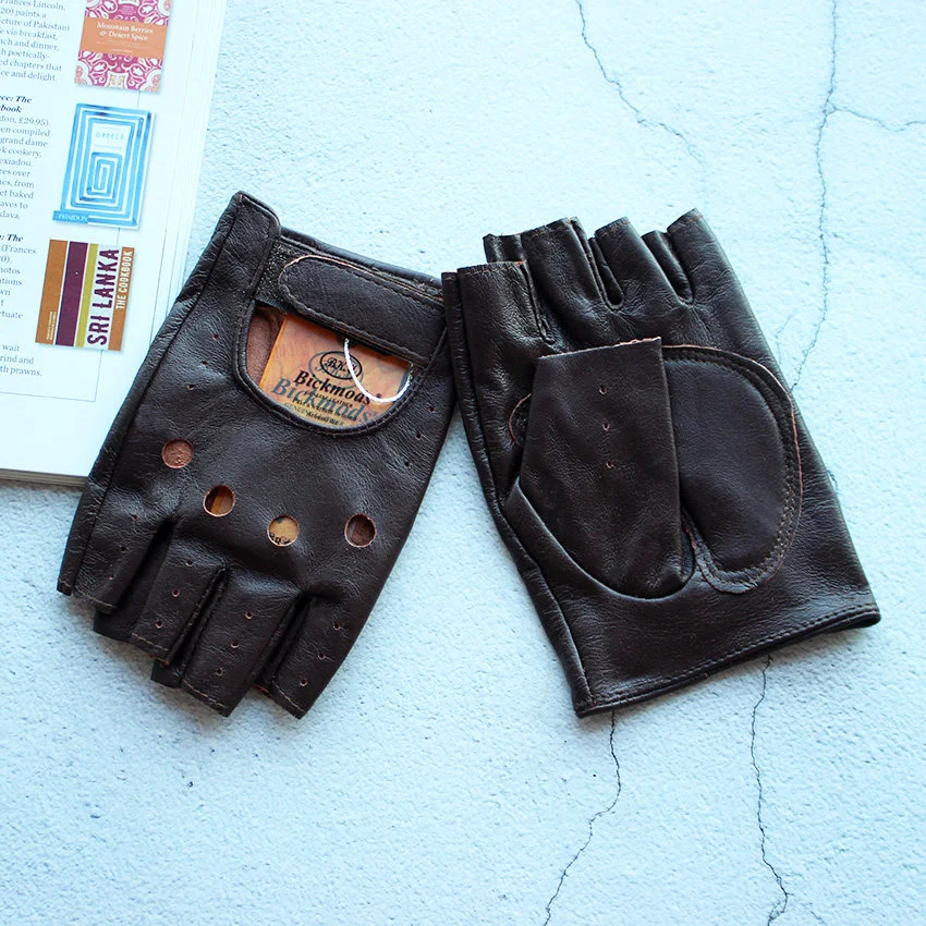 Guantes de medio Dedo de cuero para mujer, moda de Fitness, conducción de conductor, una sola capa, sin forro, hueco, corto, guantes de montar en