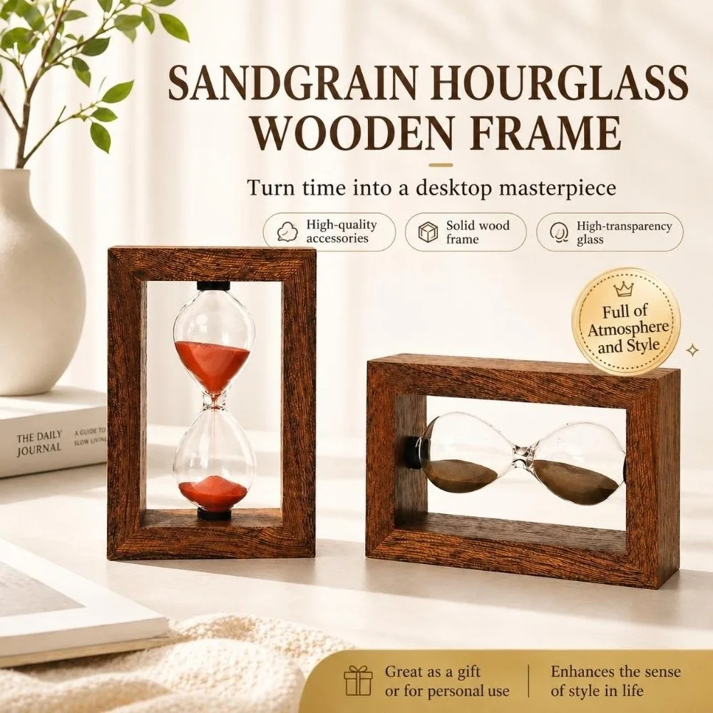 3/5 Minutes Wooden Hourglass Portable Creative Sand Clock Timer Decorative Sandglass Hourglass Mini Desktop Decoration