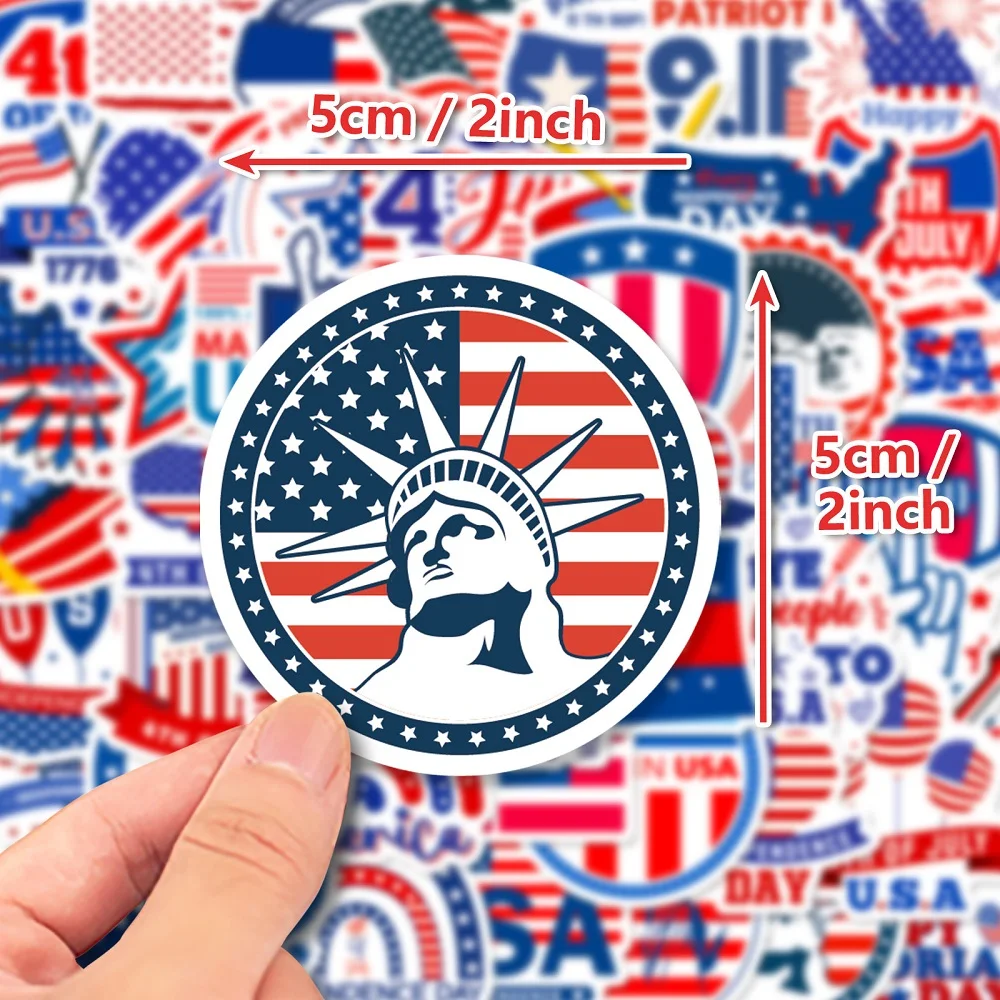 50PCS Independence Day Flag Faith Sticker Decals Luggage Travel Backpack Skateboard Phone Laptop USA Election Sticker