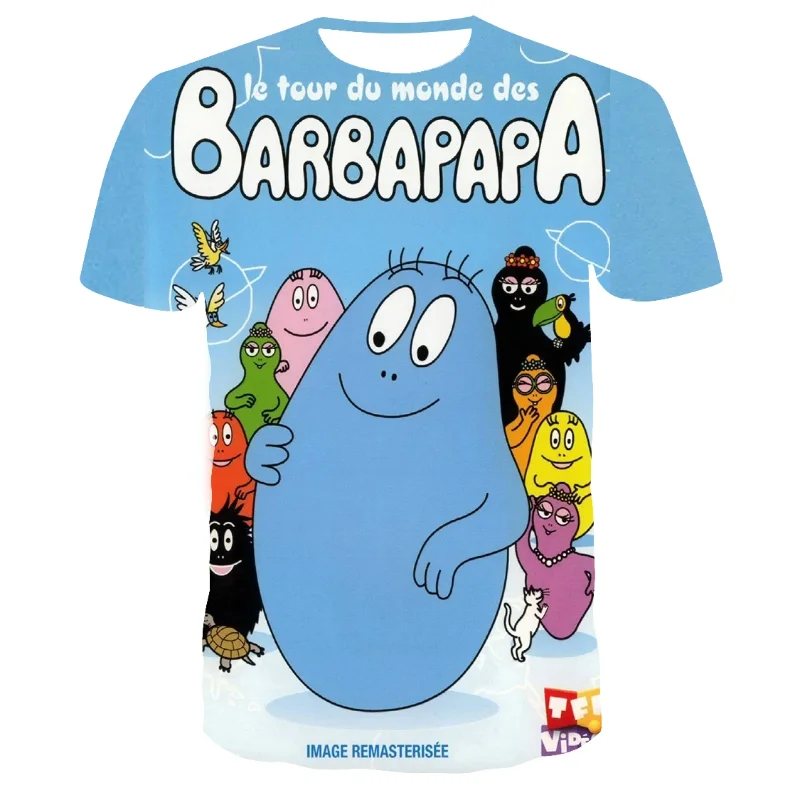 Cartoon Anime Barbapapa 3D Print T Shirt Kids Streetwear Round Neck Short Sleeve Fashion Harajuku Street Men Women Tops Tees