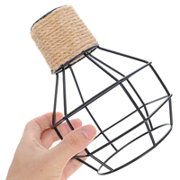 Vintage Lamp Shade Rustic Industrial Woven Jute Iron Pendant Light Cover For Hanging Ceiling Decorative Metal Cage Bulb