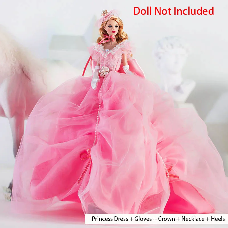 Robe de princesse rose douce pour fille, 30cm, vêtements de poupée de supermodèle, costume de fête, bricolage, accessoire de tenue de poupée, 1/6