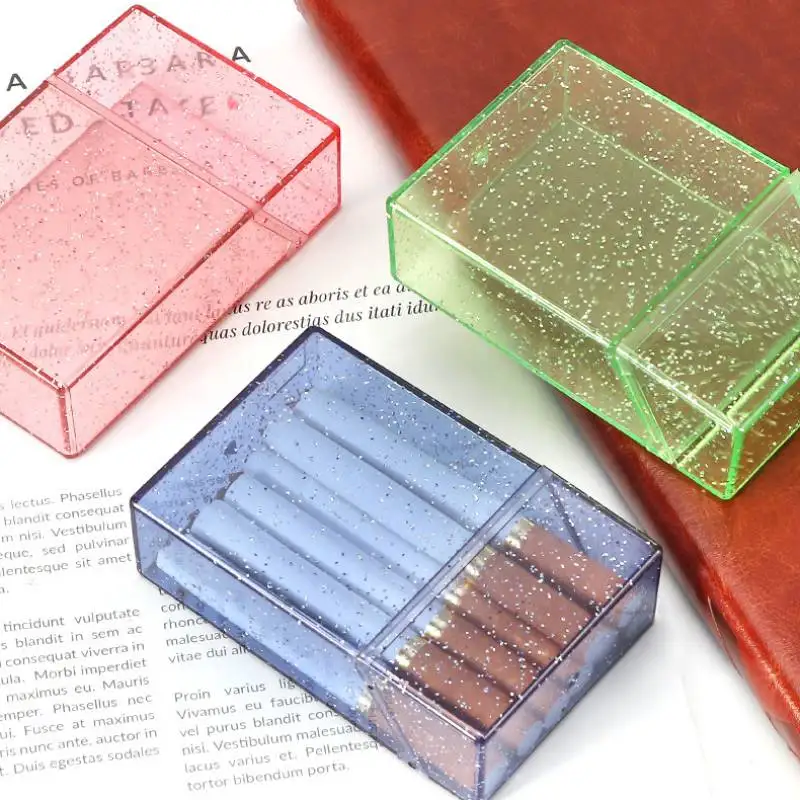 1pcs Plastic Clear Colour Cigarette Case Women Portable Transparent Cigarettes Storage Box Fits Smoking Enthusiasts Storage Boxs