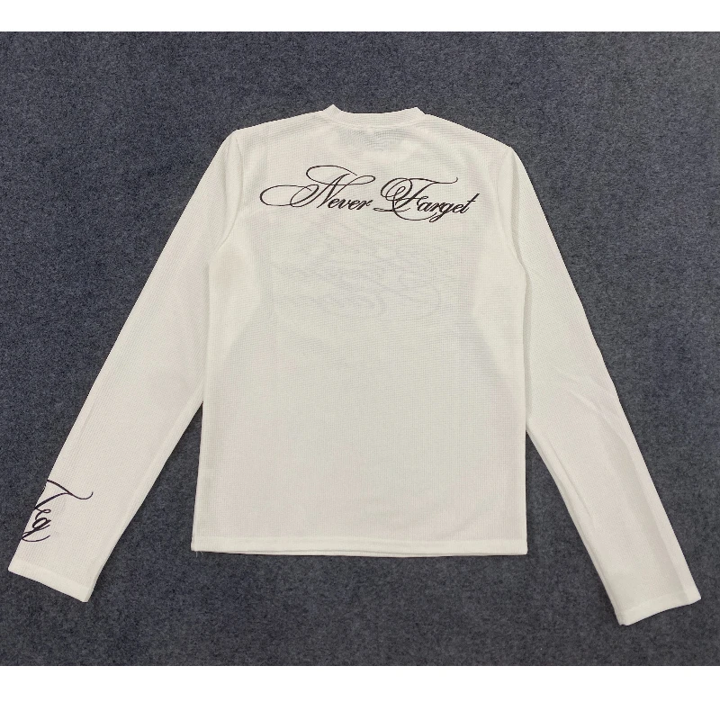 Long sleeved men's and women's knitted round neck T-shirt, loose and versatile, suitable for street trendsetters